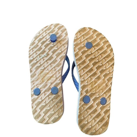 Vineyard Vines Blue Pink Flamingo Pineapple Flip Flop Pool Sandals Girls Size 13 - Picture 5 of 6